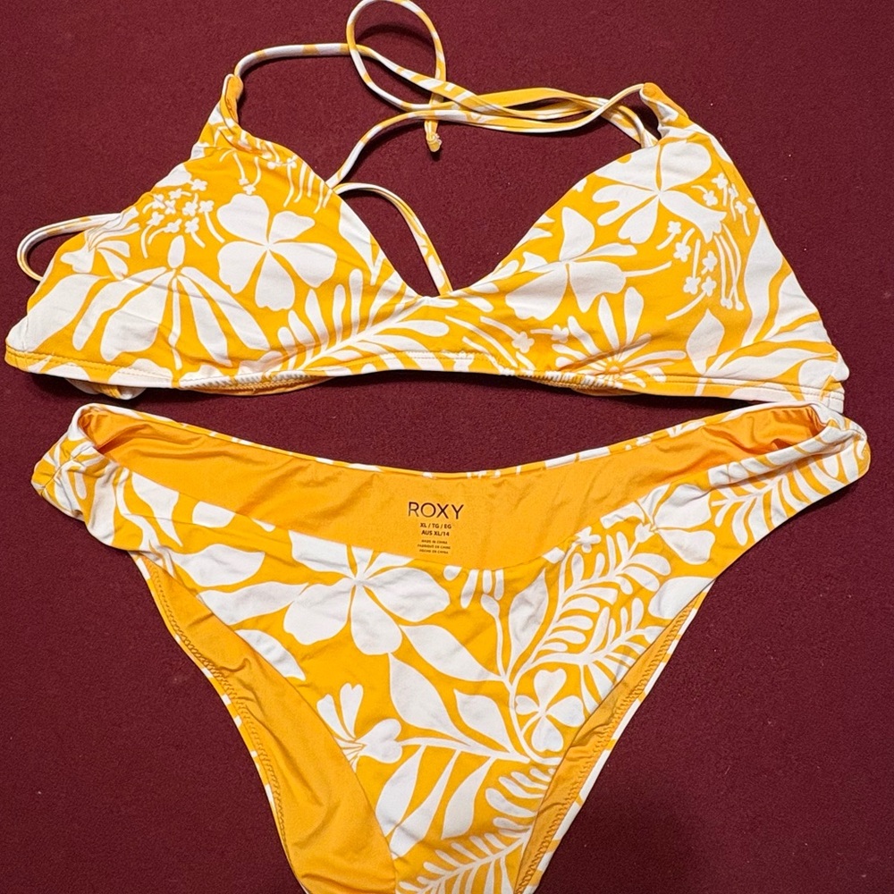 Roxy Yellow and White Floral Bikini